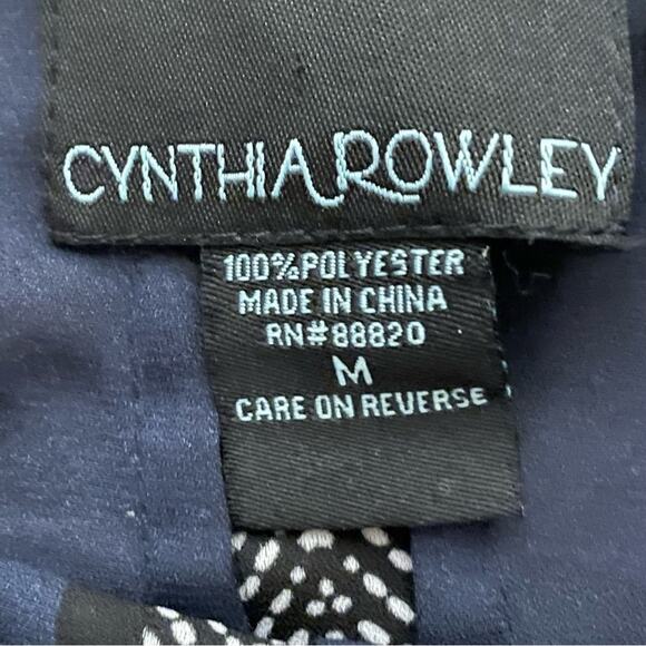 Cynthia Rowley women's blouse navy blue polyester sleeveless size medium M B14 - Picture 2 of 3